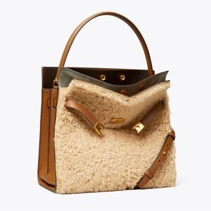 EUC Tory Burch Lee Radziwill Double Shearling Satchel Bag $1,198